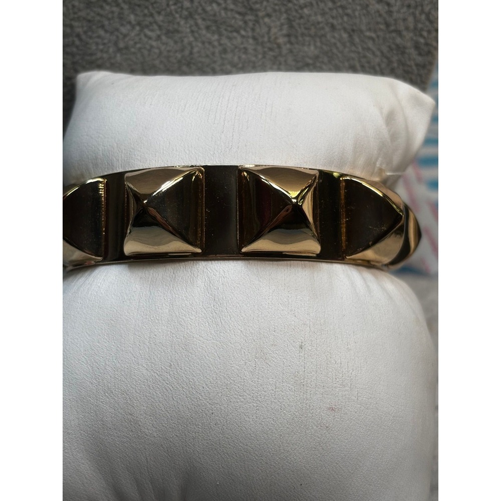 #55. Edgy Chic Gold Pyramid Stud Cuff Bracelet